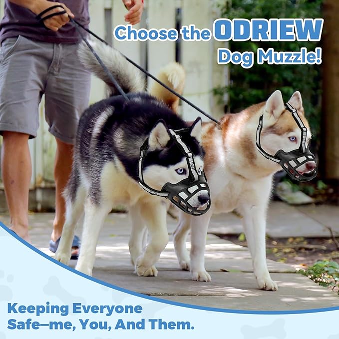 Dog Muzzle for Large Dogs, Breathable Basket Muzzles for Small, Medium and X-Large Aggressive Dog, Allows Panting Drinking, Suitable for Grooming Trimming Training (1, Blacks)-PawvioPets