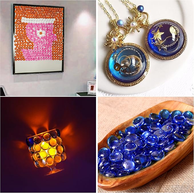 1LB Glass Marbles, Transparent and Smooth Flat Glass Beads for Vases, Mosaic Gem Pebbles for Aquarium Decor, Floral Arrangements, Mancala Stones, Vase Filler and Crafts, Orange-PawvioPets