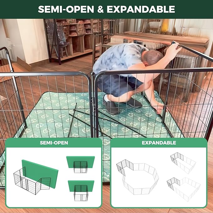 FXW Homeplus Unleashed Indoor Dog Playpen - Stress-Free and Safe Play, Heavy Duty 45 Inch 16 Wire Panels Dog Pen for Large Dogs, Black│Patented-PawvioPets