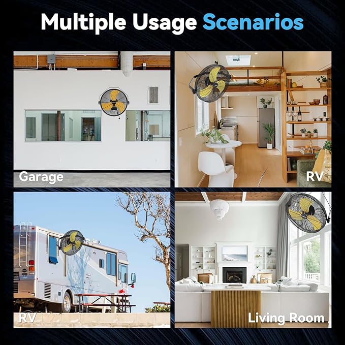 2PCS 4580 CFM 18 inch High Velocity Wall Mounted Fan, 3-Speed Metal Fan with Sealed Motor, 360 Degree Tliting Heavy Duty Wall Fan for Patio, Barn, Garage, and Gazebo - UL listed-PawvioPets