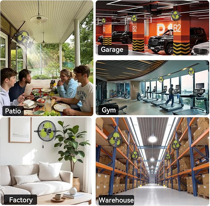 12 Inch Wall Fan Pro Series - Indoor High Velocity Wall Mount Fan for Commercial, Residential, Warehouse, Covered Patio, Shop, Garage, Barn, Gazebo 3 Speed 2800 CFM UL Safety Listed-PawvioPets