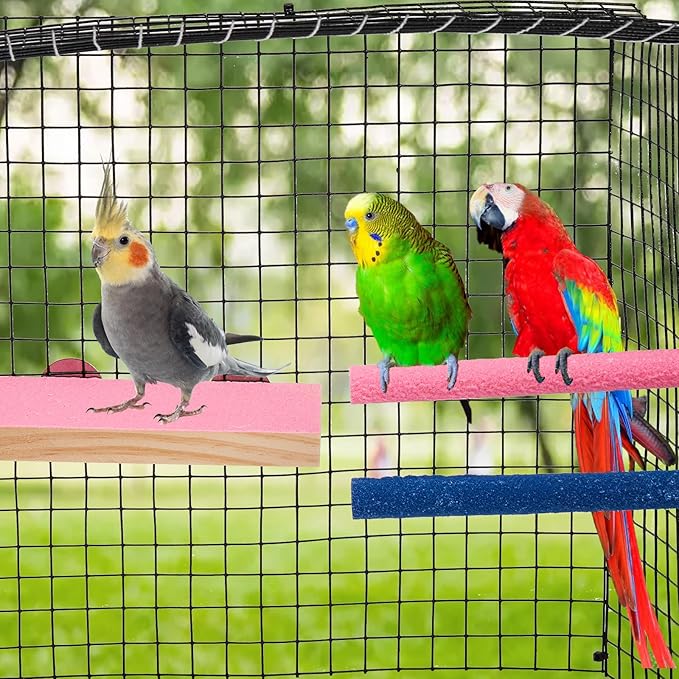 8 Pcs Bird Perch Stand Toy, Colorful Wood Parrot Perch Stand Platform Paw Grinding Stick, Bird Cage Accessories for Budgies,Parakeet,Cockatiel, Lorikeet, Conure-PawvioPets