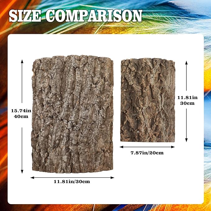 4 Pack Cork Bark Perch for Bird, 11.8 × 7.9 inch Natural Parrot Chewing Toys, Birdcage Background Decor Accessories, Bark Toy for Budgie Parakeet Cockatiel Lovebirds Conures Hamster Guinea Pig Rat-PawvioPets