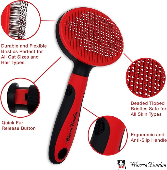 Warren London Cat Detangler Spray Bundle with Pin Brush for Matted Hair | Leave in Conditioner Pet Detangling Spray That Demattes & Refreshes | 8oz w/Pin Brush-PawvioPets