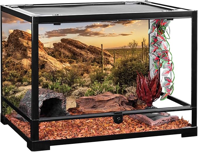 AWERT Reptile Habitat Background Blue Sky Oasis Cactus Sun and Desert Terrarium Background 48x24 inches Durable Polyester Background-PawvioPets