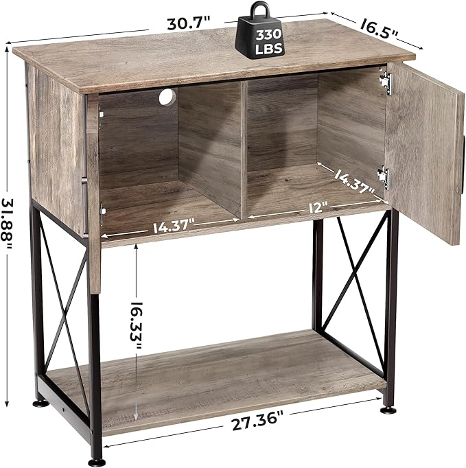 20-29 Gallon Aquarium Stand Metal Frame Fish Tank Stand with Cabinet Storage, for 20 Gallon Long Aquarium,30.7" L*16.5" W Tabletop,330LBS Capacity Grey PG01YGZ-PawvioPets