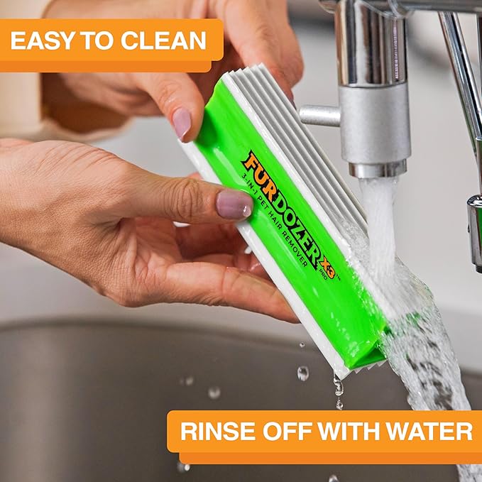 FurDozer X3 MEGA Pet Hair Remover & Auto Detailing Tool - Cat & Dog Hair Remover for Carpets, Car Interiors, Couches, Bedding, & Pet Furniture - Reusable Pet Hair Removal Tool for Dog Fur & Lint, 10"-PawvioPets