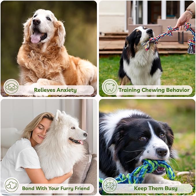 Dog Rope Toy for Large Dogs, 2 Pack Heavy Duty Dog Chew Toys for Aggressive Chewers, Indestructible Dog Toys for Super Chewer, Durable Tug of War Pet Toy for Medium to Large Breed Teeth Cleaning-PawvioPets