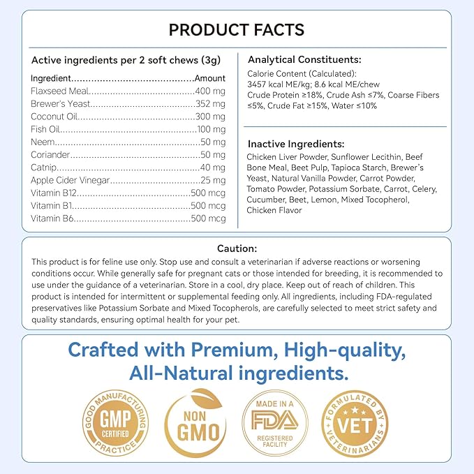 Flea and Tick Prevention for Cats, 200 Soft Chews for Fleas Treatment for Cats, Natural Cat Oral Flea Chewables Support Supplement, Flea and Tick Chews for All Breeds & Sizes-PawvioPets