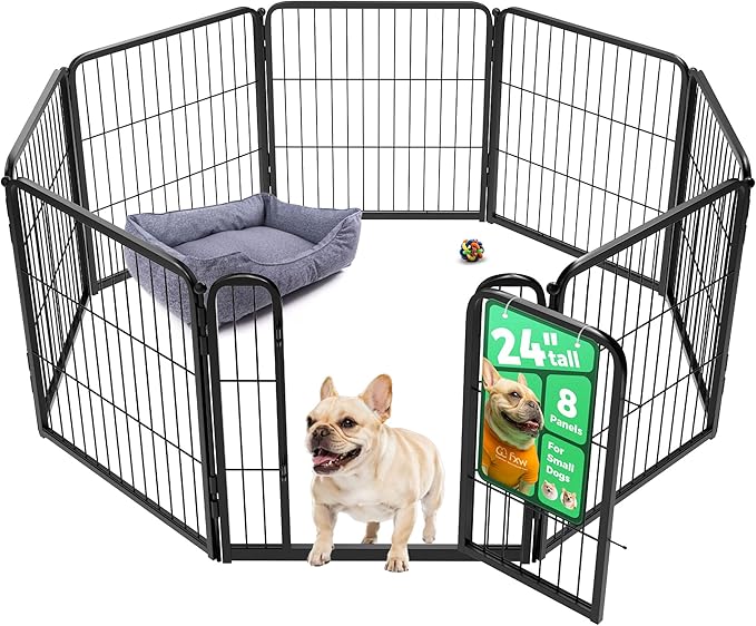 FXW Homeplus Unleashed Indoor Dog Playpen - Stress-Free and Safe Play, Heavy Duty 24 Inch 8 Wire Panels Dog Pen for Puppy and Small Dogs, Black│Patented-PawvioPets