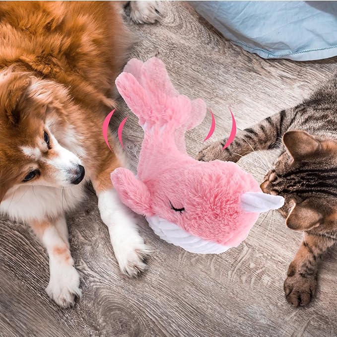 BABORUI Interactive Dog Toys Whale, Squeaky Dog Toys, Rechargeable Moving Dog Chew Toys for Small/Medium/Large Dogs/Puppy to Keep Them Busy (Pink)-PawvioPets