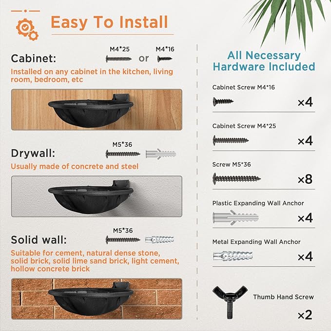 Cat Hammock Wall Mounted, Foldable & Stable Cat Beds- Breathable Cat Wall Shelves for Sleeping, Playing, Climbing, and Lounging - Maximum Hold Up to 30lb (Black)-PawvioPets