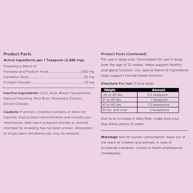 Glands Bowel Support - 14 oz of Stop The Scoot Powder for Scooting, Healthy Anal Glands, and Digestive Health - Made with Pumpkin Powder for Dogs-PawvioPets