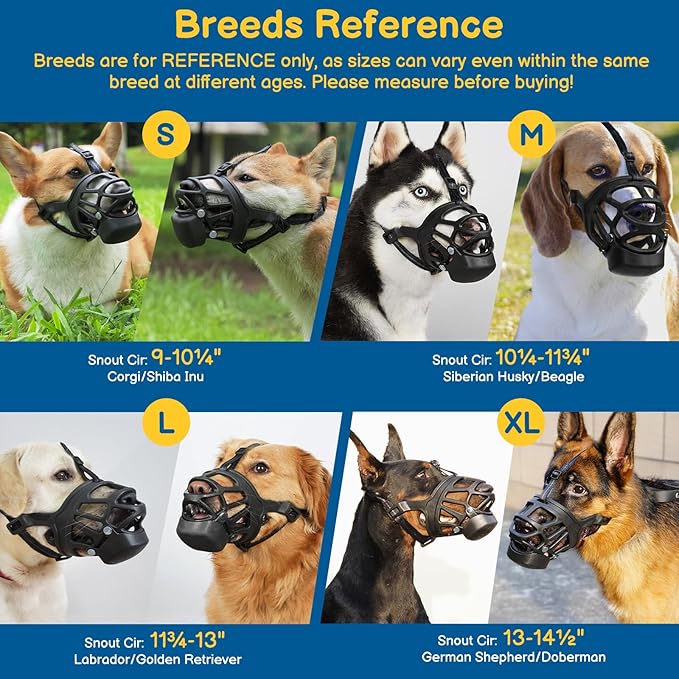 BARKLESS Basket Muzzle for Large Dogs, Humane Muzzle to Prevent Biting and Scavenging, Snap-on Treat Cover Helps Dogs Acclimatize Mouth Cover, Adjustable Mouth Guard for Positive Training, Grooming-PawvioPets