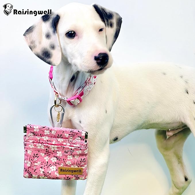 Dog Treat Pouch, Small Cotton Pocket Sized Training Holder, Hand Free Walking Fanny Bag with Carabiner, Self-Closing Pet Feed Snack Reward, Behavior Aids for Puppy Travel or Outdoor Use-PawvioPets