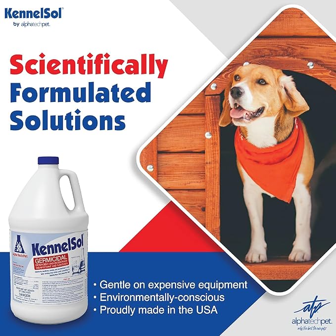 ATP KennelSol 1-Step Kennel Cleaner - 1 Gallon (Pack of 4) Liquid Disinfectant, Effective Against Bacteria and Viruses, Deodorizer Wintergreen Scent by Alpha Tech Pet-PawvioPets