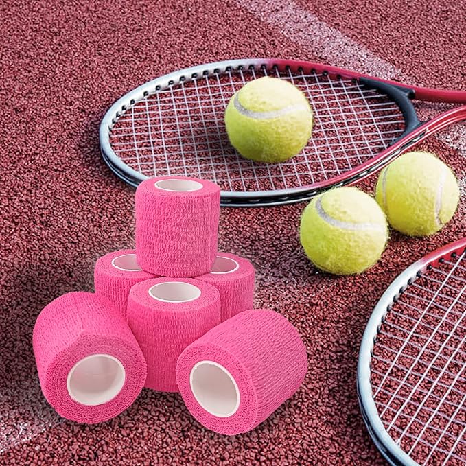 24 Rolls Pink Elastic Self Adhesive Bandage Wrap, Breathable Flexible Fabric Non Woven Cohesive Bandage, Ankle Sprains Swelling Medical First Aid Sports Athletic Tape, Dogs Pet Vet Wrap 2 in x 5 Yards-PawvioPets