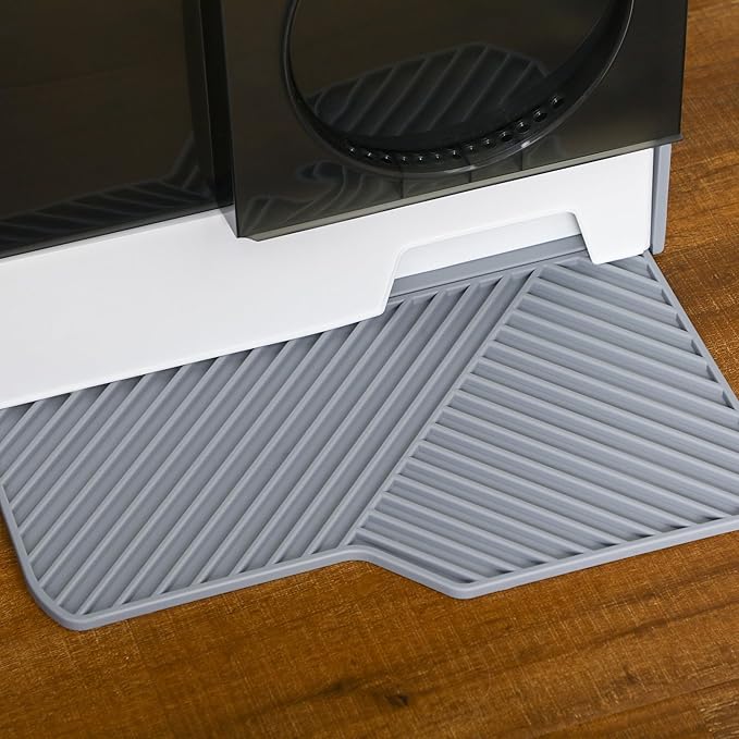 PawHut Hooded Cat Litter Box with Kitty Litter Mat, Kitty Litter Pan with Odor Control, Easy-Clean Pull-Out Drawer, Handle, Scoop, Gray-PawvioPets