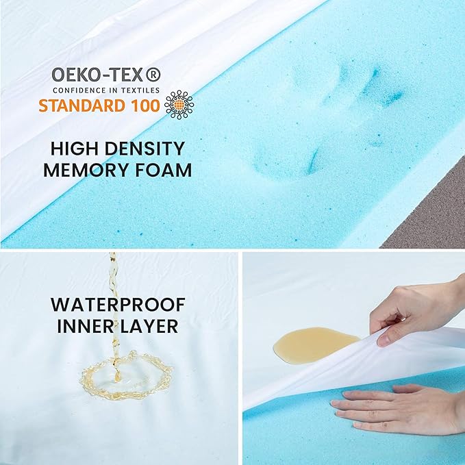 Orthopedic Memory Foam Dog Bed, Cooling Dog Beds Waterproof Pet Bed for Crate with Removable Washable Cover, L(35inch,65Lbs)-PawvioPets