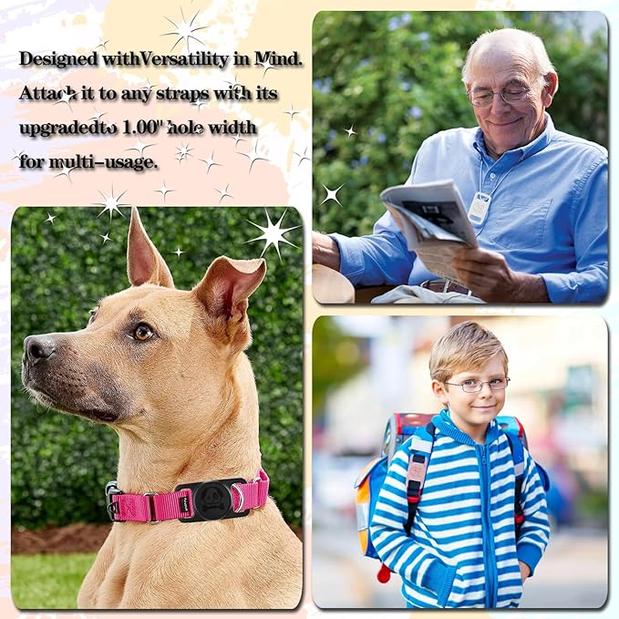 2 Pack Waterproof AirTag Dog Collar Holder Compatible with Apple AirTag, Silicone Hidden Loop Holder for Airtag Tracker, Anti-Lost Dog Collar Air Tag Accessories(Black,White)-PawvioPets