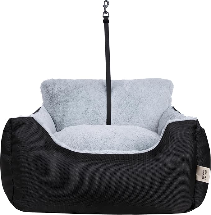 Best Pet Supplies Dog Pet Booster Seat, Dog Car Seats for Small Dogs & Medium Dogs, Soft Plush Cushion with Comfortable Bedding, Secure Straps, and Tall Pillow, Black-PawvioPets