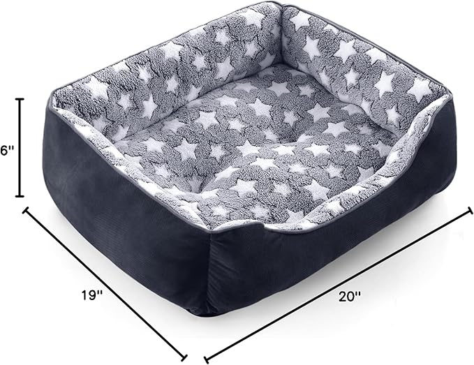 GASUR Small Dog Beds Small Size Dogs, Rectangle Washable Dog Bed, Orthopedic Dogs Sofa Bed, Pet Cuddler Anti-Slip Bottom, Soft Calming Sleeping Warming Puppy Bed (S (20"x 19"x 6"), Black)-PawvioPets