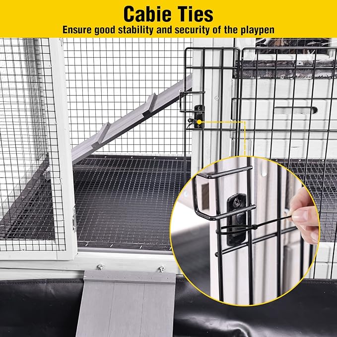 Aivituvin Pet Playpen Guinea Pig Cage Small Animal Rabbit Exercise Pen with Waterproof Floor Liner - Extension Playpen ONLY-PawvioPets