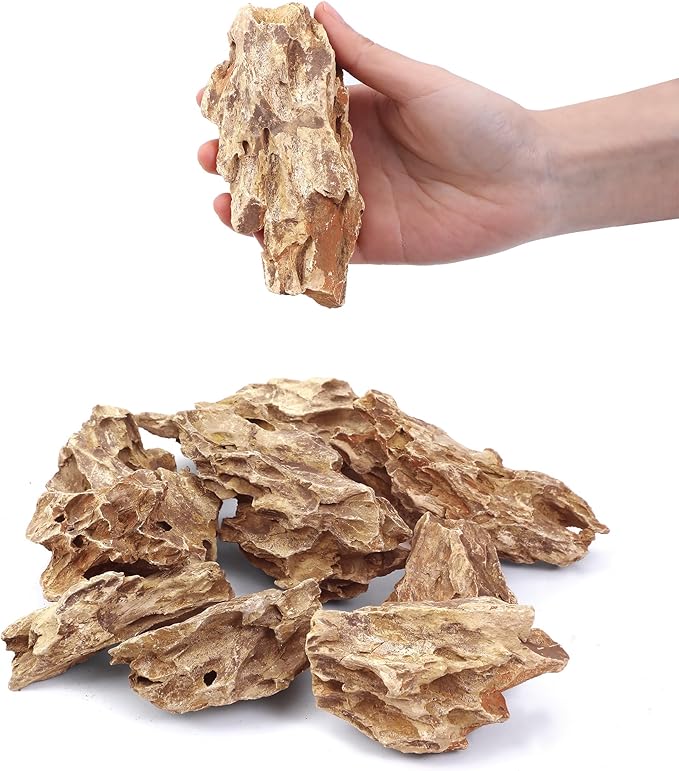 2-4 Inches Natural Dragon Stone 10 PCS Aquarium Rocks for Aquascaping, Aquarium Landscaping, Terrariums, Fish Tank Decoration, Vivariums, Paludarium, Reptile and Amphibian Enclosures-PawvioPets