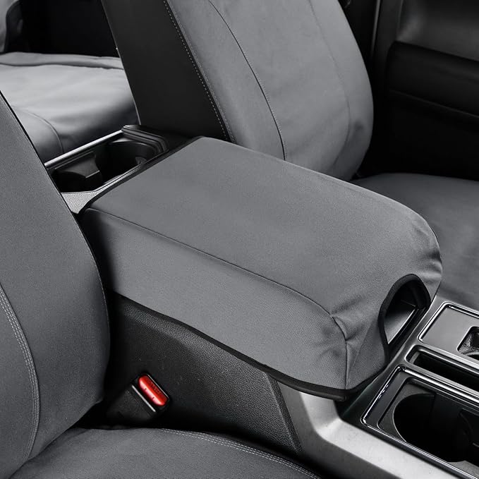 Coverado Front Seat Covers, Waterproof Canvas Seat Protector for Car Seat Cushions for Kids & Dogs, Seat Covers Compatible with 2015-2025 Ford F150 & 2017-2025 Ford F250 F350 F450(Gray, 2PCS)-PawvioPets