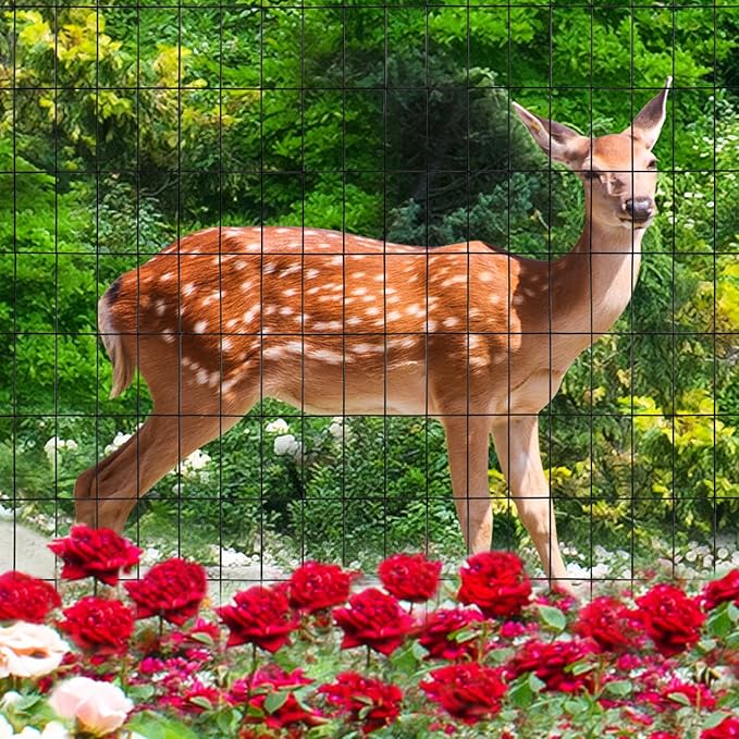 Black PVC Coated Welded Wire Fence 36 Inch x 50 Foot, 2 Inch x 4 Inch 15GA, Garden Border Fencing Roll Vinyl Coating Metal Wire Mesh Hardware Cloth for Yard Vegetable Plant Protection-PawvioPets