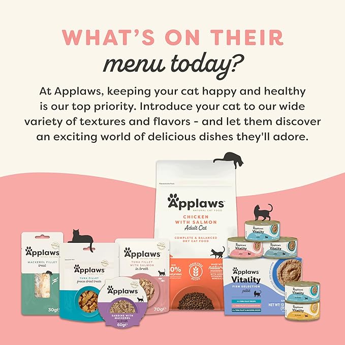 Applaws Vitality Wet Cat Food in Broth, Natural Canned Cat Food, Wet Food for Cats with Added Vitamins and Minerals, Grain and Carrageenan Free, Tuna Fillet & Salmon in Broth (24 Count, 2.47 oz Cans)-PawvioPets