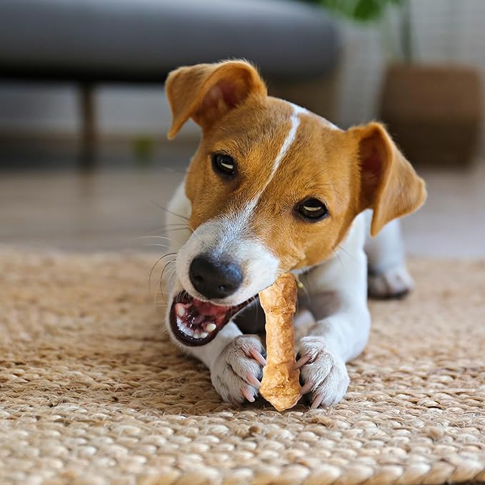 Fieldcrest Farms Nothin' to Hide 3 inch Ultra Knotted Bone Treats - Natural Rawhide Alternative Treats for Dogs, Collagen Based Snack for Heavy Chewers up to 15lbs - Chicken Flavor, 12 Pack-PawvioPets