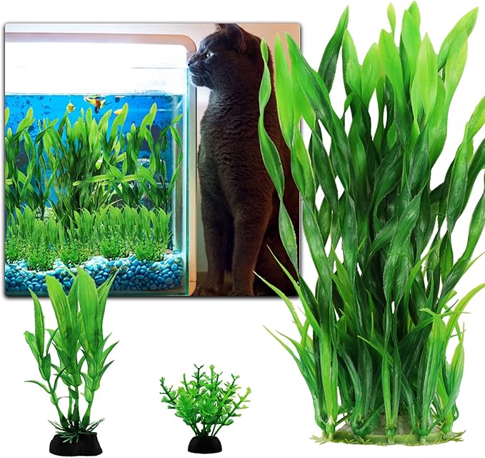 Aquarium Plants, 20pcs Fish Tank Decor Green Plants Artificial Aquarium Decorations for Household and Office Aquarium Simulation, Small to Large-PawvioPets