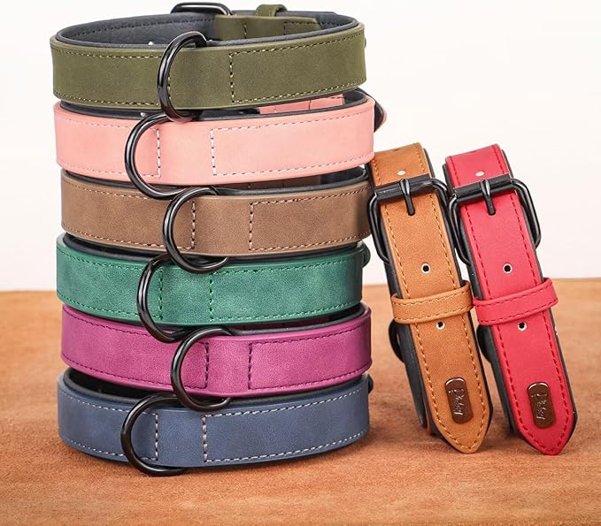 Didog Soft Padded PU Leather Dog Collar, Breathable and Adjustable Dog Collars for Small Dogs, Comfortable for Daily Walk, Light Brown, M Fit Neck 12-15"(13-22 lbs)-PawvioPets
