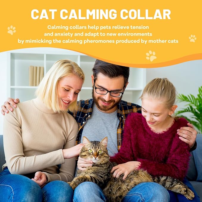 Calming Collar for Cats 4-Pack, Adjustable Water Proof Cat Pheromone Collar for Anxiety Relief, Vet-Recommended, 30-Day Stress Relief Grey-PawvioPets