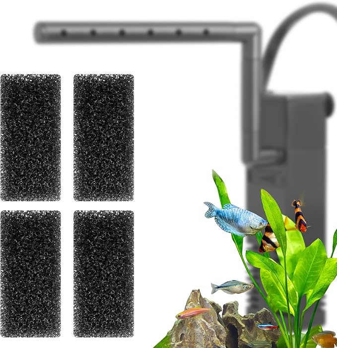 FEDOUR Submersible Aquarium Internal Filter, Filter with Water Pump for Fish Tank up to 35 Gallon (Sponge 4pcs for 8W)-PawvioPets