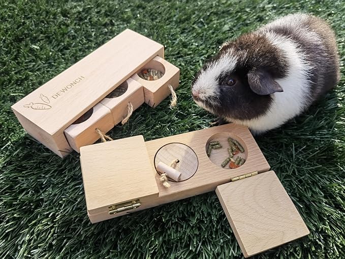 Dewonch Small Animals Hide Treats Foraging Puzzle Toys, Pet Interactive Snuffle Logic Game for Mental Enrichment,for Guinea Pigs,Rabbits,Chinchillas-PawvioPets