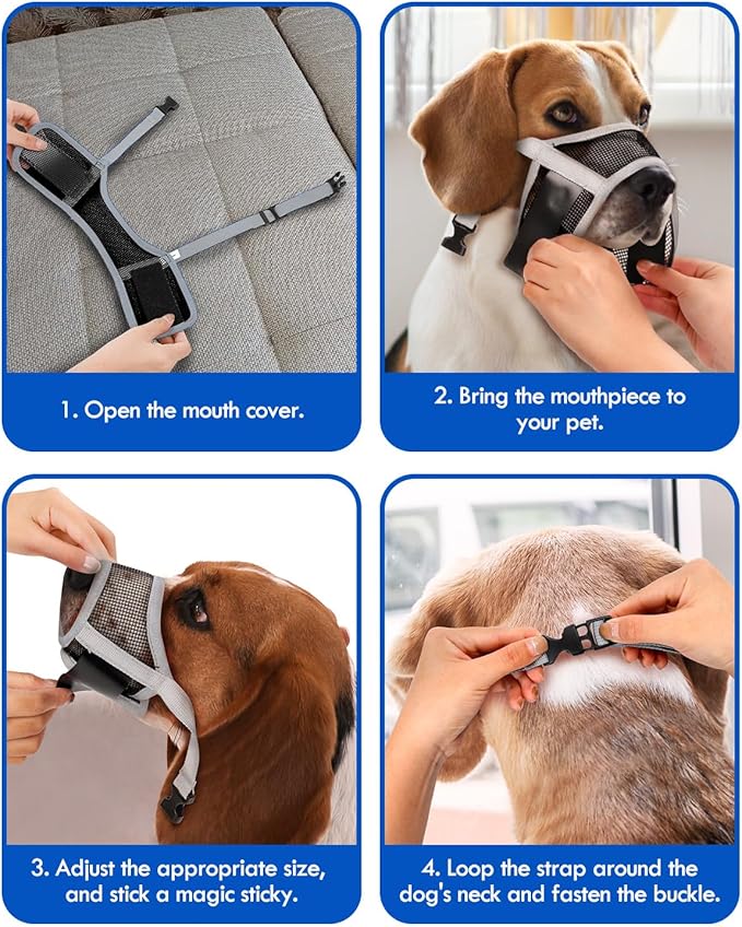 Dog Muzzle, Soft Air Mesh Muzzle for Small Medium Large Dogs Anti Biting Barking Chewing, Breathable Drinkable Adjustable Loop Pets Muzzle for German Shepherd Husky Labrador Retriever (Grey,M)-PawvioPets