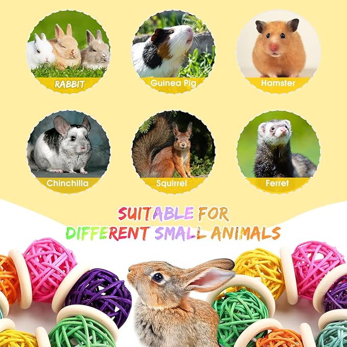 2 Pcs Natural Grass Chew Balls for Rabbits, Chinchillas, Hamsters & Mice - Safe Dental Health Toys for Teeth Grinding, Chewing & Dental Care, Small Animal Enrichment Chew Toys-PawvioPets