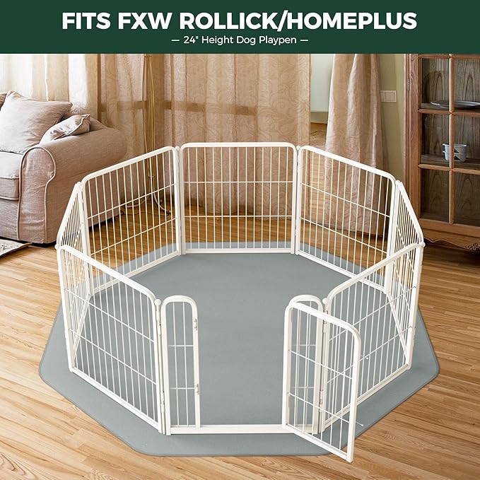 FXW Washable Pee Pads for Dogs, Puppy Pads with Super Absorbent, Specifically Designed Rollick/Homeplus 24inch 8 Panels Dog Playpen, 29" Octagon, Gray, 1 Pack-PawvioPets