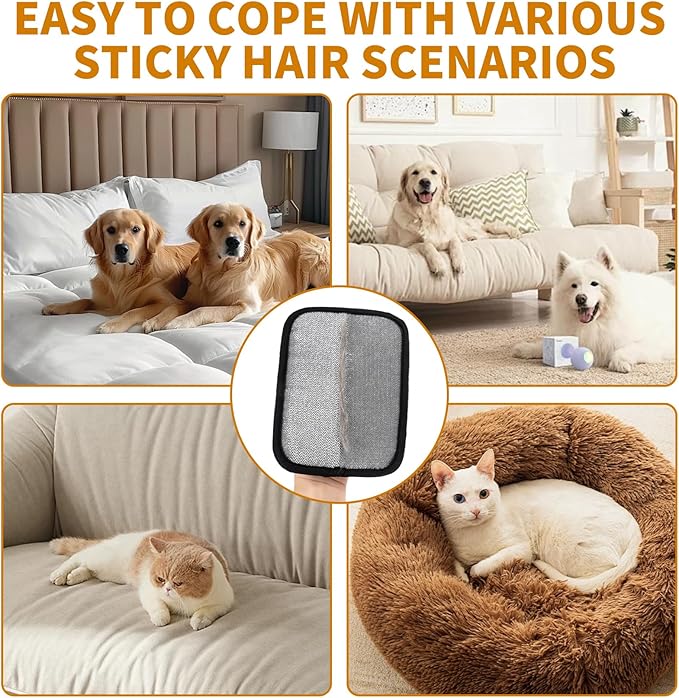 2PCS Electrostatic Pet Grooming Gloves, Reusable Hair Remover for Dog Cat Fur on Clothes Furniture Car Seat/Black-PawvioPets