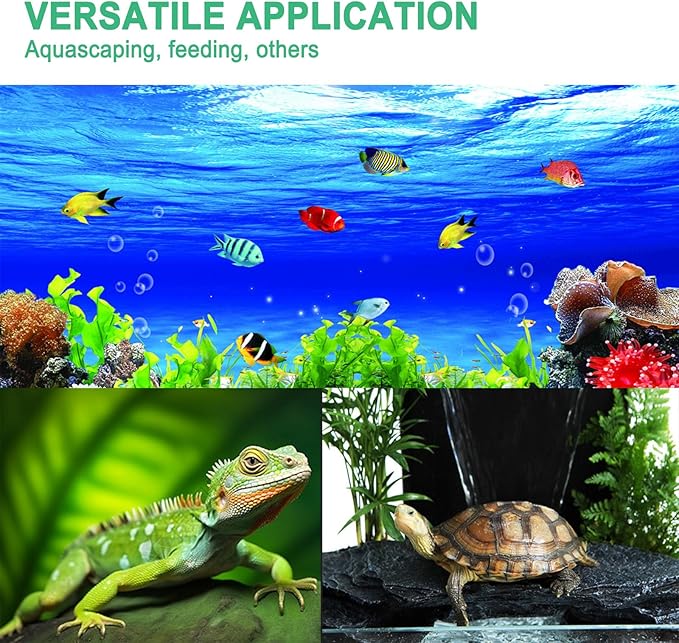 2pcs 18.9 inch Aquarium Tweezers with Hanger, 2025 New Extra Long Feeding Tongs, Stainless Steel Large Aquascape Tools for Fish Tank, Terrarium,Aquascaping, Reptile Snake (Curved & Straight)-PawvioPets