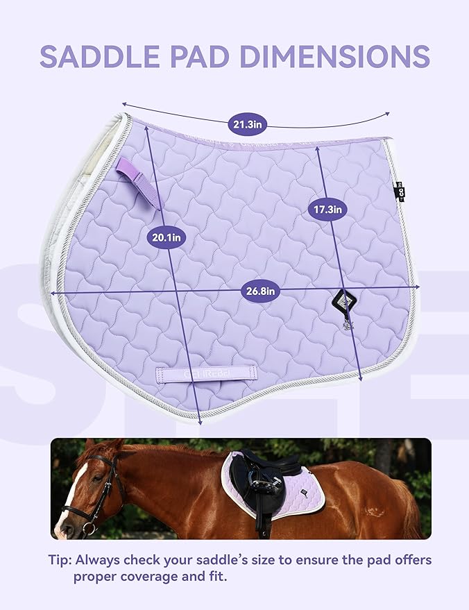 Close Contact Non-Slip Design Horse Riding Pad Moisture-Wicking Shock Absorbing English Saddle Pad for Horses-PawvioPets