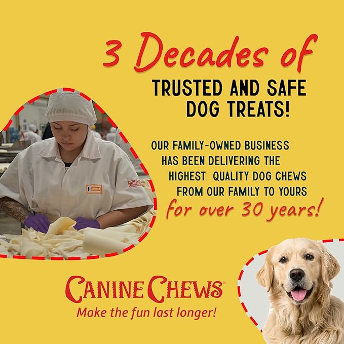 Canine Chews 10" Beef Basted Rawhide Bones for Large Dogs - 20 Pack - Hand-Rolled Dog Chews Basted in Beef Broth - Promotes Dental Health-PawvioPets