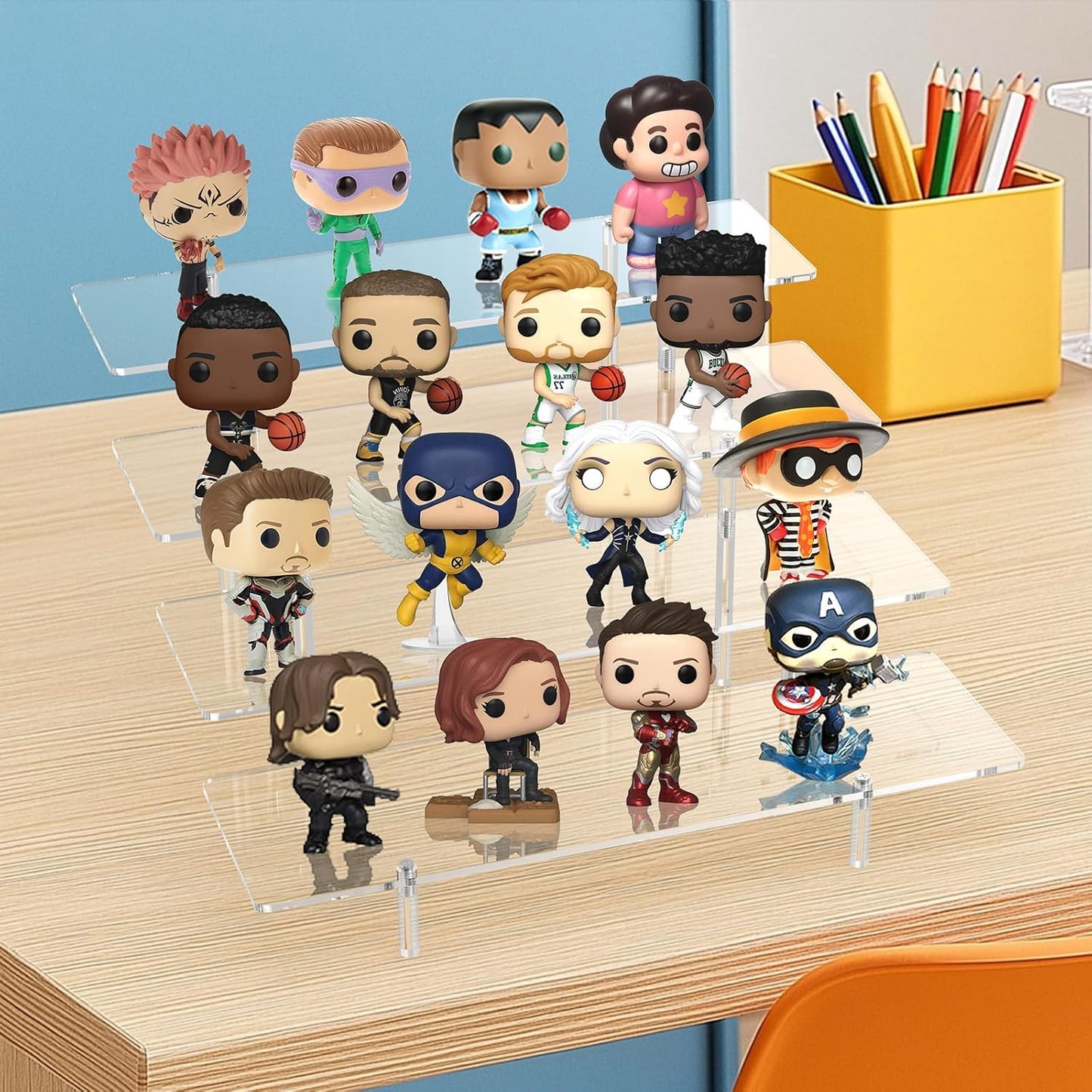 Acrylic Display Riser Stand Shelf Clear 4 Tier Cupcake Stand Perfume Display Holder Figures Desktop Decoration and Organizer Showcase Toys Retail Display Rack Candy Dessert Buffet 4 Steps Collection