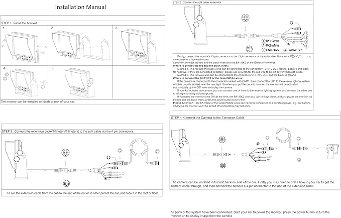 AHD 1080P Wired Reverse Rear View Backup Camera System,2 IR Camera with Waterproof IP69K, 7" Single View Monitor with TVS Protector,Vibration-Proof 10G for Tractor/Truck/Skid Steer/Heavy Equipment-PawvioPets
