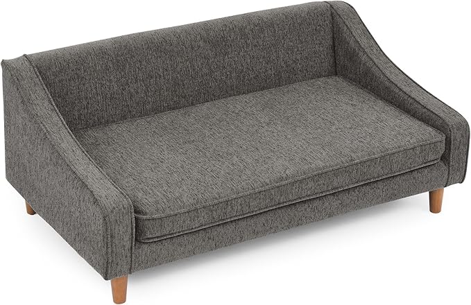 Dog Sofa Couch for Medium to Large Dogs, Durable Pet Sofa with Washable Fabric, Elevated Mini Dog Bed with Wooden Legs for Medium and Large Dogs, Dark Grey-PawvioPets