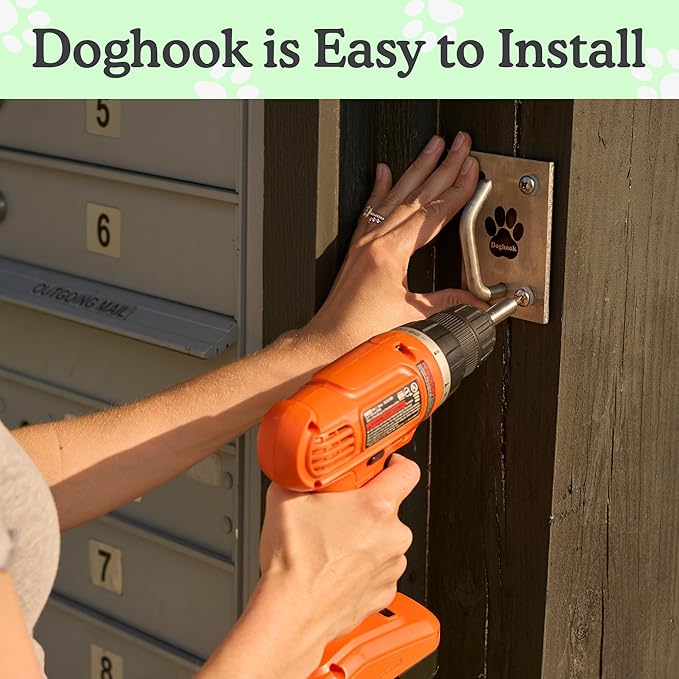 Canine Hitch- Secure Dog Leash Parking Indoor- Outdoor Wall Hook with EZ Clip - Tie Out Stainless Steel - Practical Lead Management for Home & Business-PawvioPets