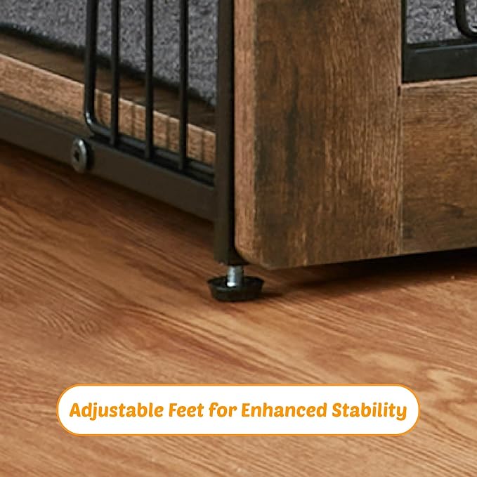 Dog Kennel Furniture, Wooden Dog Crate End Table, Heavy Duty Dog Crate, Decorative Pet Crate Dog Cage for Large Indoor Use (Rustic Brown) 27" L×20" W×23" H-PawvioPets
