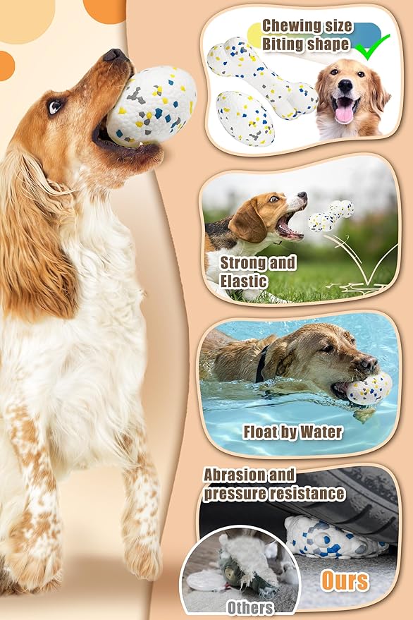 2Pcs Bone Dog Balls+Rugby Dog Toys for Aggressive Chewers, Indestructible Tennis Balls for Dogs (Bone+Rugby)-PawvioPets